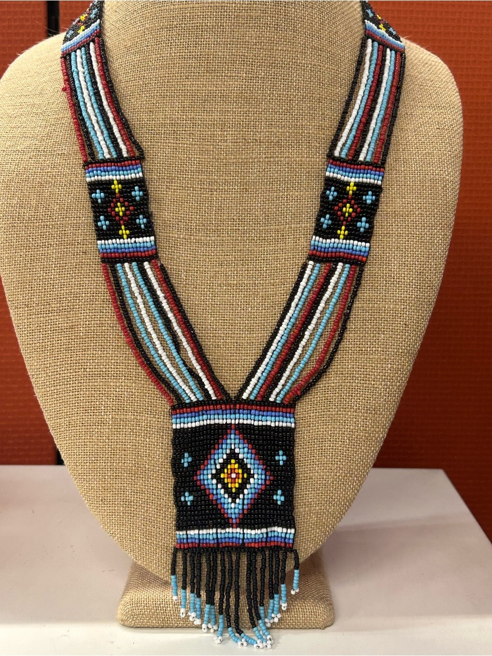 Gorgeous vintage You and I beaded southwestern style statement necklace